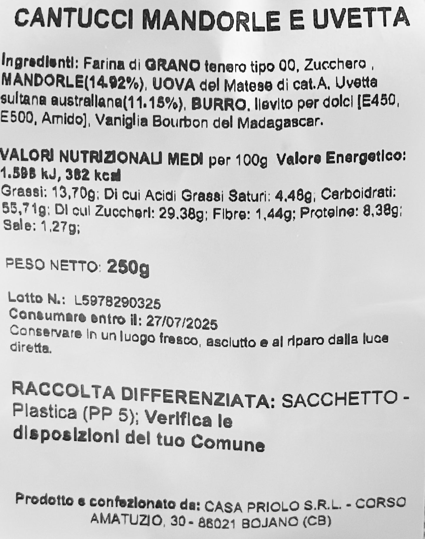 Cantucci Mandorle e Uvetta